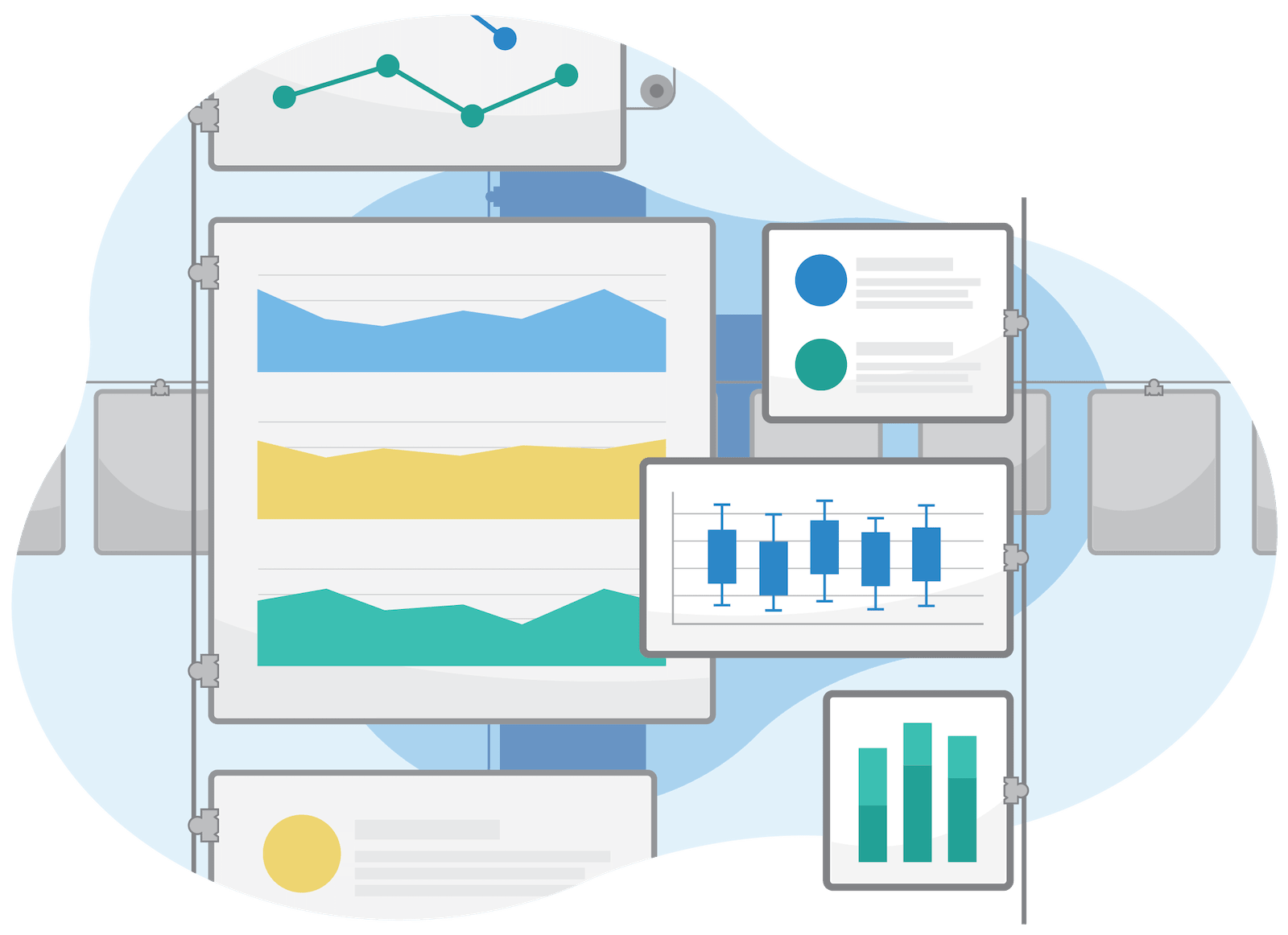 Illustration of different data visualization charts.